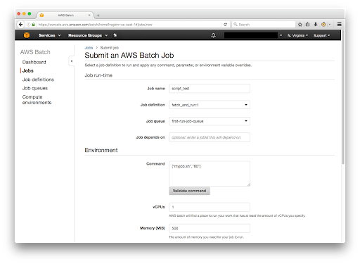 AWS Batch Jobs: submit AWS batch job